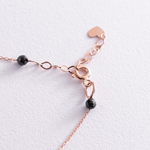 Золотой браслет "Сердечки" на ногу (фианиты) б04882 3