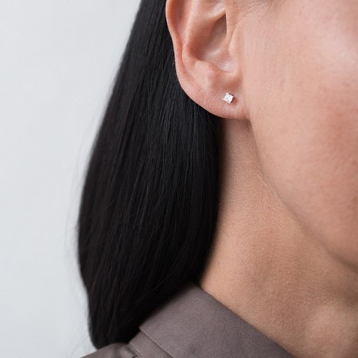 Золотые серьги - пусеты с фианитами с02891 5