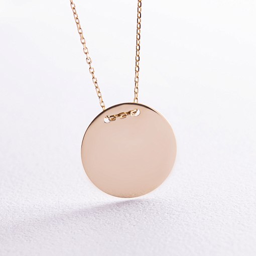 Колье "Монетка" в желтом золоте (возможна гравировка) кол02281 5