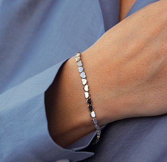 Браслет "Сердечки" в белом золоте б05784 №2