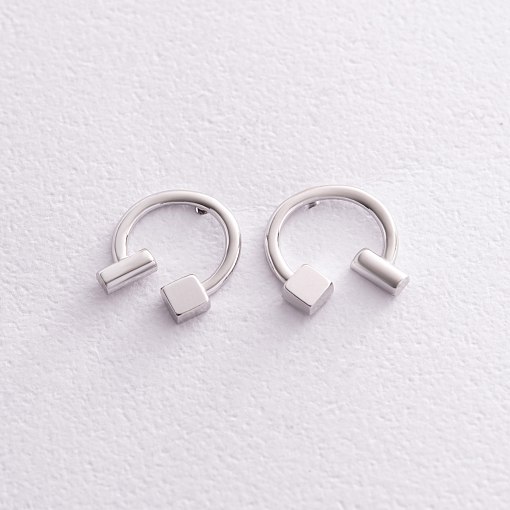 Серьги - пусеты "Дарси" в белом золоте с08317 2