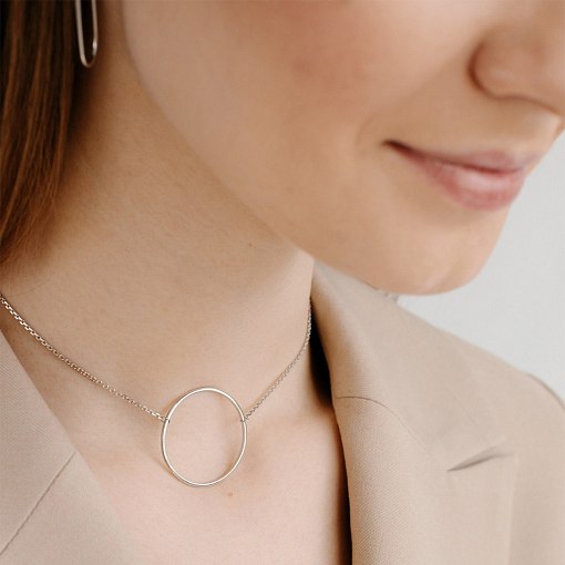 Колье "Большой круговорот" в белом золоте кол01847 2