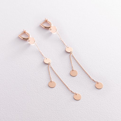 Серьги "Монетки" в красном золоте с07168