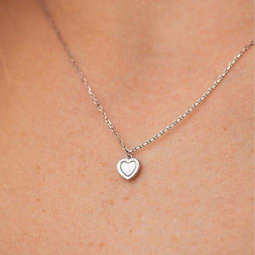 Колье "Сердечко" с перламутром (белое золото) кол02555 2