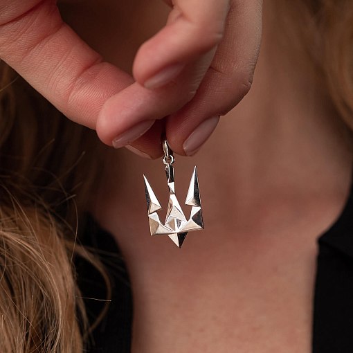 Кулон "Герб Украины - Тризуб" в белом золоте п03720 4