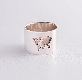 Серебряное кольцо "Карта мира" 112210 №9