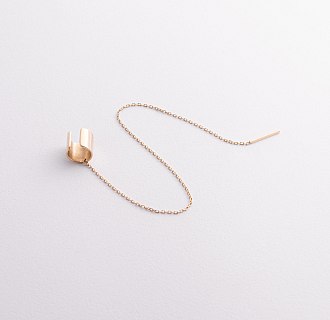 Серьга - каффа с цепочкой (желтое золото) с09446