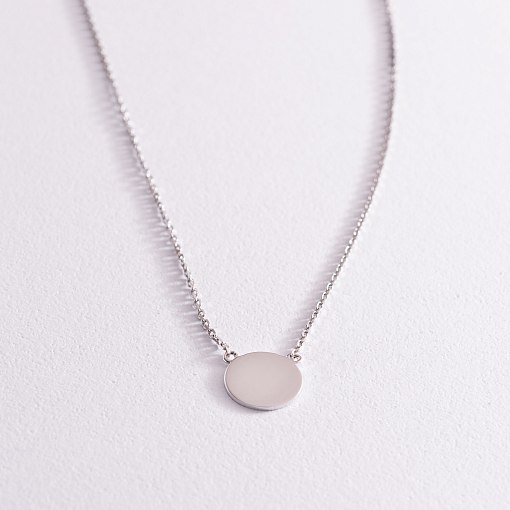 Колье "Монетка" в белом золоте (возможна гравировка) кол02042 3