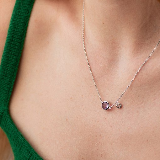 Золоте кольє (аметист, топаз) кол01858 4