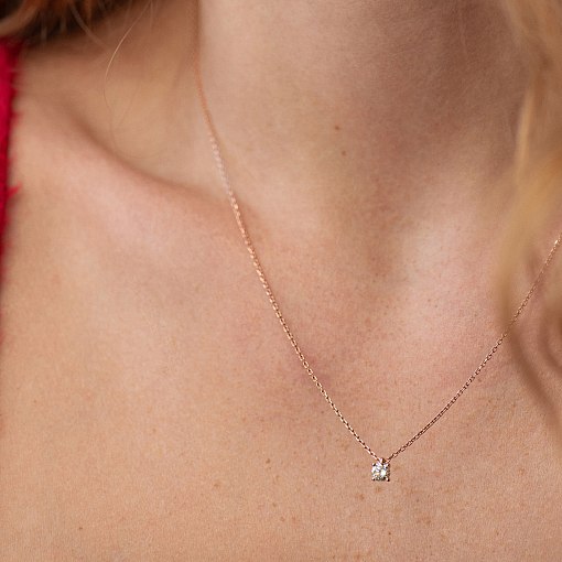 Золоте кольє з одним каменем (діамант) колб0112di 4