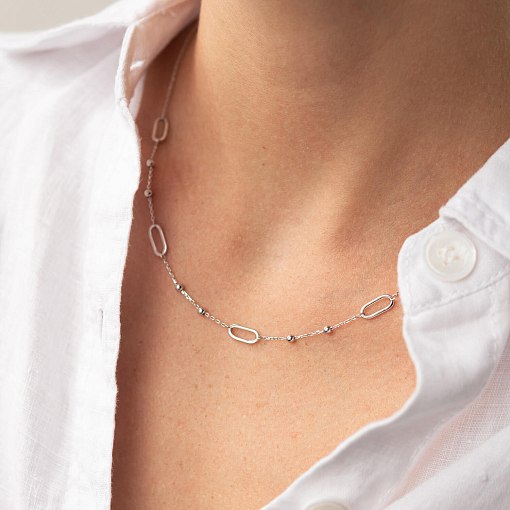 Колье - цепочка "Шарики" в белом золоте кол02255 2