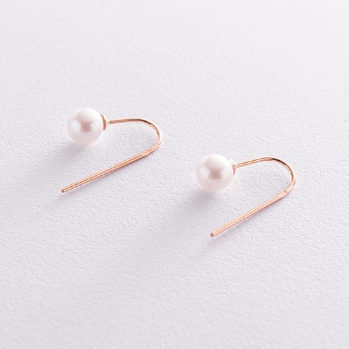 Золотые серьги "Изящность" (жемчуг) с07341 9