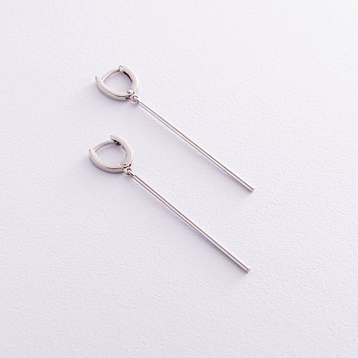 Серьги в белом золоте на английской застежке с08214 2