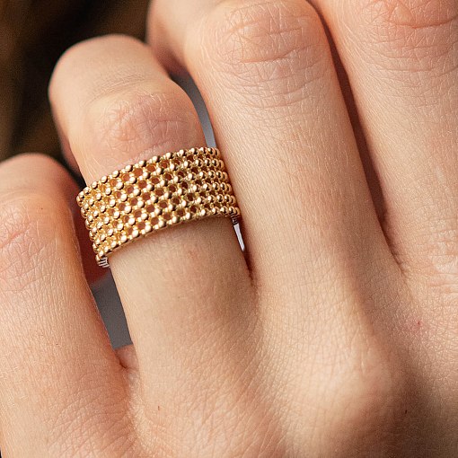 Кольцо "Рейчел" с шариками (желтое золото) к07333 12