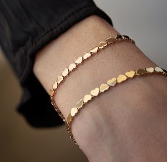 Браслет "Сердечки" в желтом золоте б05783 №4