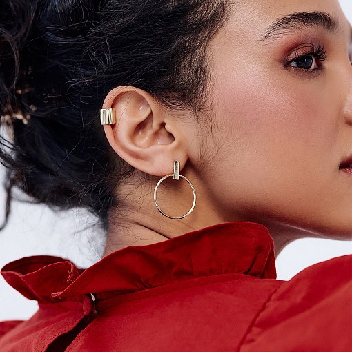 Серьги - пусеты "Уверенность" в желтом золоте с07749 2