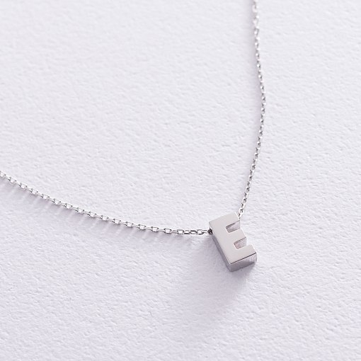 Колье с буквой "Е" в белом золоте кол01254Е 5