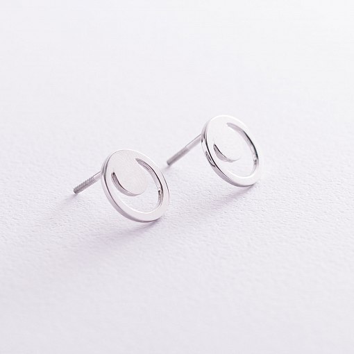 Серьги - пусеты "Искренность" в белом золоте с06978 2