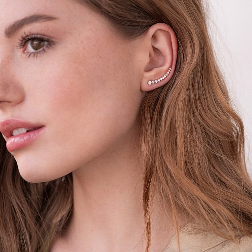 Серьги - клаймберы "Оригинальность" в красном золоте с07046 2