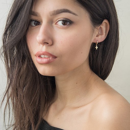 Серьги Крестики в желтом золоте с04413 2