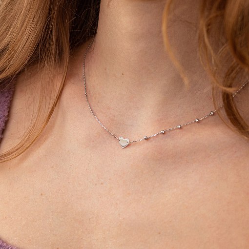 Колье "Сердечко" в белом золоте кол02352 2