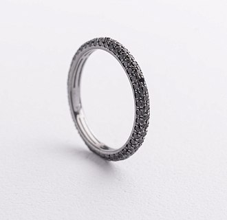 Золота каблучка з чорними діамантами кб0242sth