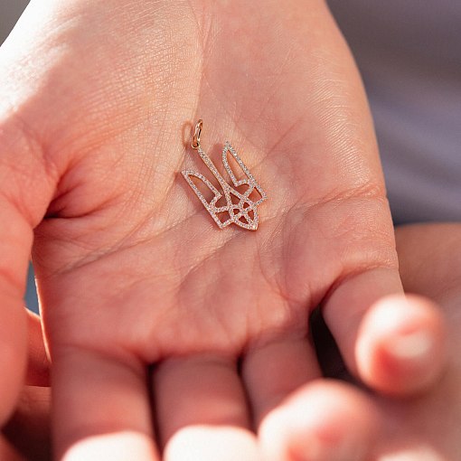 Кулон "Герб Украины - Тризуб" с бриллиантами (красное золото) 129882421 2