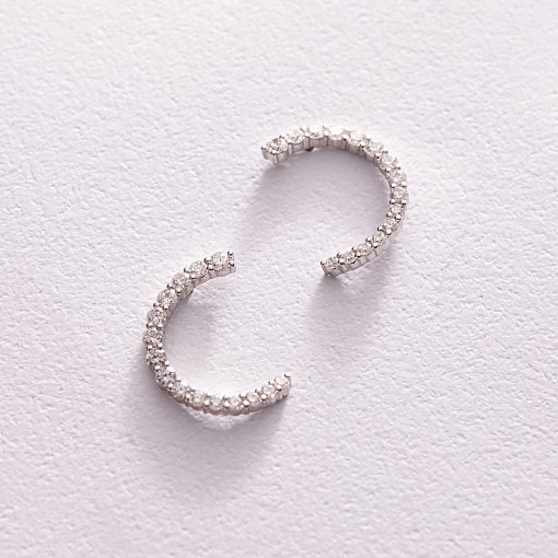 Золотые серьги - пусеты "Лунница" с бриллиантами сб0411cha 2