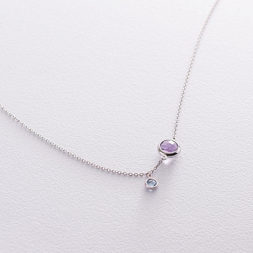 Золоте кольє (аметист, топаз) кол01858 7