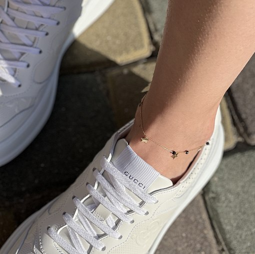 Золотой браслет "Звездочки" на ногу (фианиты) б04886 6