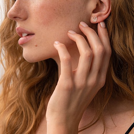 Золотые серьги - пусеты "Герб Украины - Тризуб" с07958 5