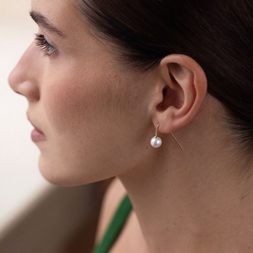 Золотые серьги "Изящность" (жемчуг) с07341 4