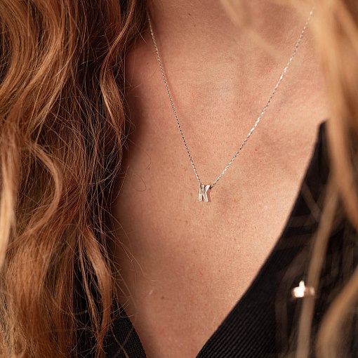 Колье с буквой "D" в белом золоте кол01254D 6