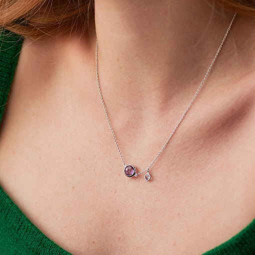 Золоте кольє (аметист, топаз) кол01858 6