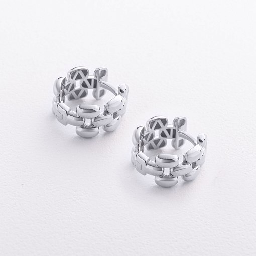 Серьги - кольца "Charlie" в белом золоте с09619 5