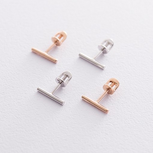 Золотые серьги-пусеты "Минимум" (круглые) с06689 2