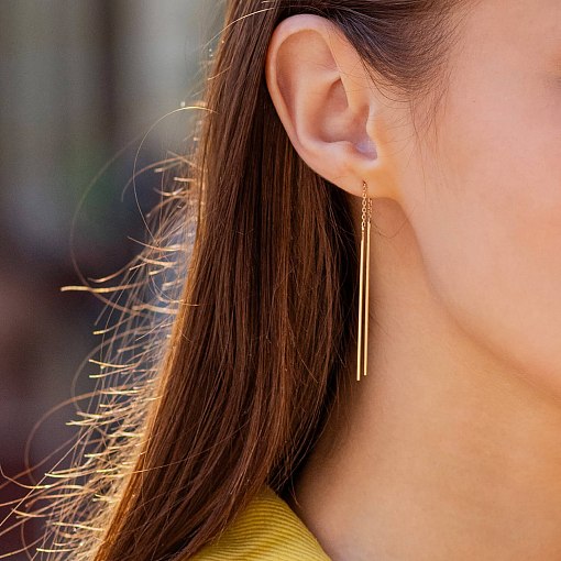 Серьги - протяжки в красном золоте с07908 2