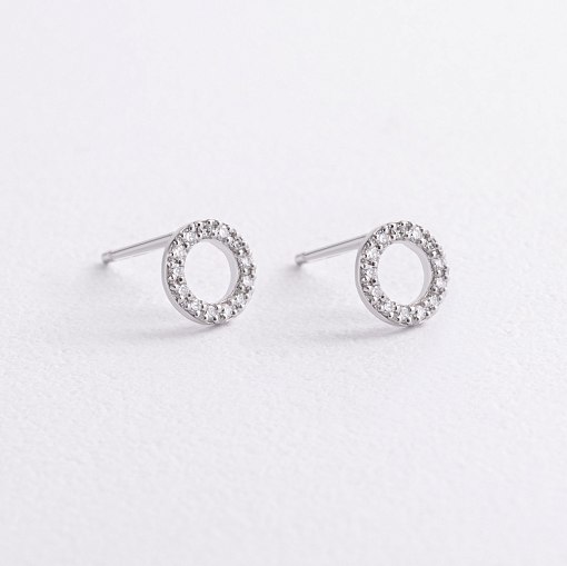 Золотые серьги - пусеты с бриллиантами сб0333di