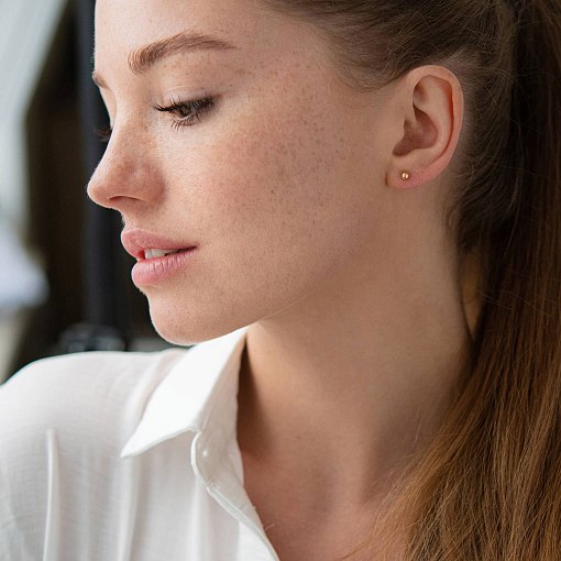 Золотая моносерьга "Шарик" с07716 2