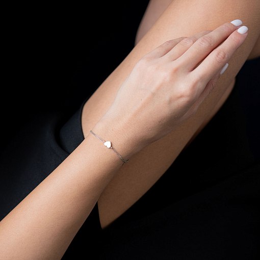 Браслет "Сердечко" в белом золоте б04560 3