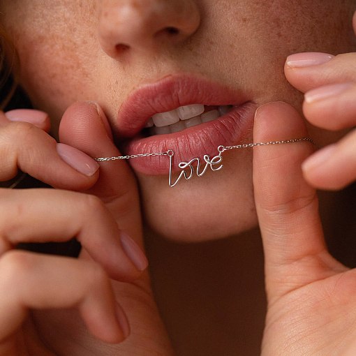 Колье "Love" в белом золоте кол02266 3