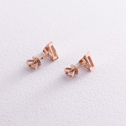 Золотые серьги - пусеты "Треугольники" с08145 3