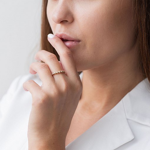 Каблучка з кульками в жовтому золоті к06319 2