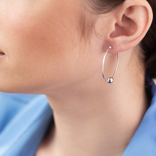 Серьги - кольца Гармония в белом золоте с08364 2