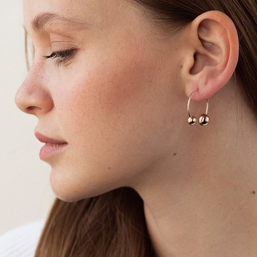 Серьги "Хельга" с шариками (красное золото) с08234 9
