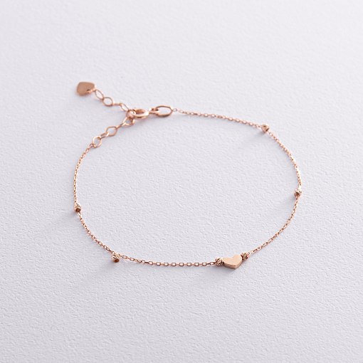 Браслет "Сердечко" в красном золоте б05093