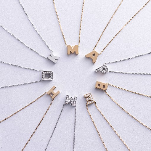 Колье с буквой "К" в красном золоте (фианиты) кол01255К 7