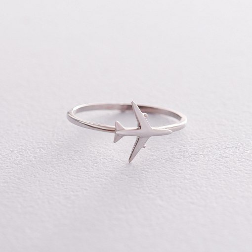 Кольцо "Самолетик" из белого золота к06334