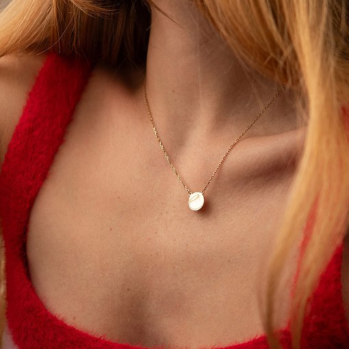 Колье "Монетка" в желтом золоте (возможна гравировка) кол02041 2