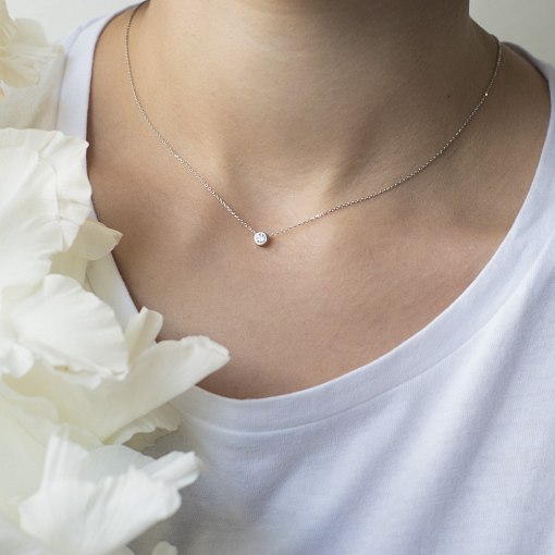 Кольє Мінімал в білому золоті кол00721 4